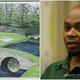 L- an image of Valentino Dixon’s painting of the 12th Hole at Augusta National Golf Club. R- Dixon, speaking in the “Making an Exonoree” YouTube documentary.